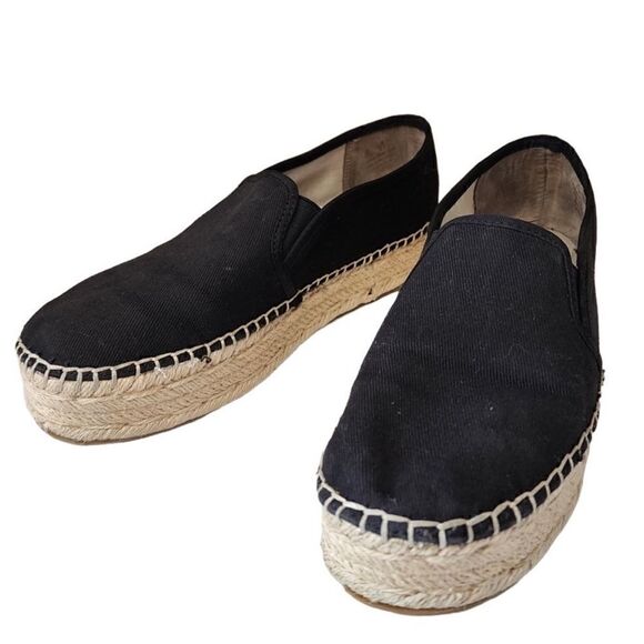 Circus Sam Edelman-Camdyn Black Canvas Rope Platform Espadrille Flats Black, 8.5 - Picture 2 of 11